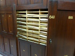 The original herbarium cupboards that were built to house Rupp's collection are still used today. They have moved buildings twice and are now used in conjunction with rolling compactus to house the c. 100,000 MELU specimens.